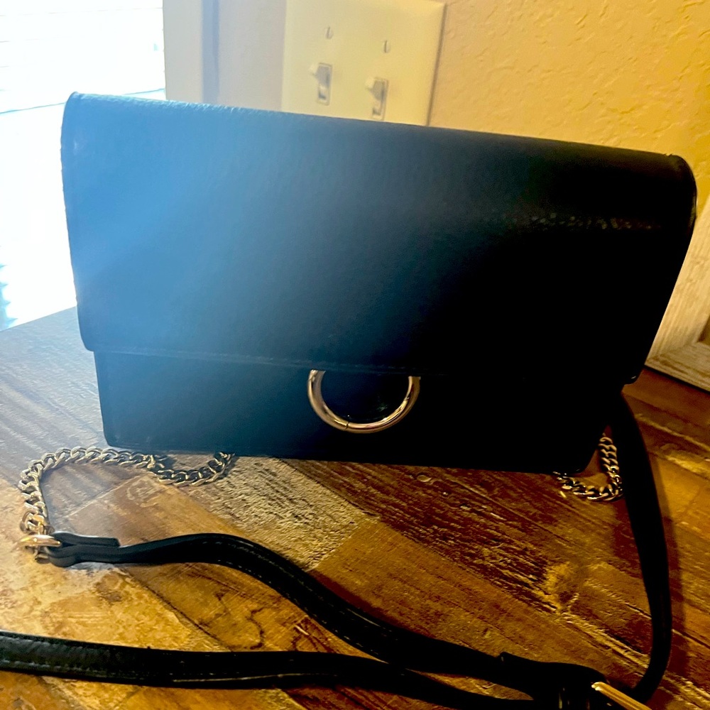 Black crossbody bag, silver clasp magnetic, like NEW!